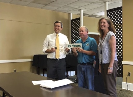 Pictured from left – Mayor Toby Barker, city of Hattiesburg; Andy Parker, city of Hattiesburg Urban Forestry Manager; and, Misty Booth, MFC Urban and Community Forestry Coordinator.