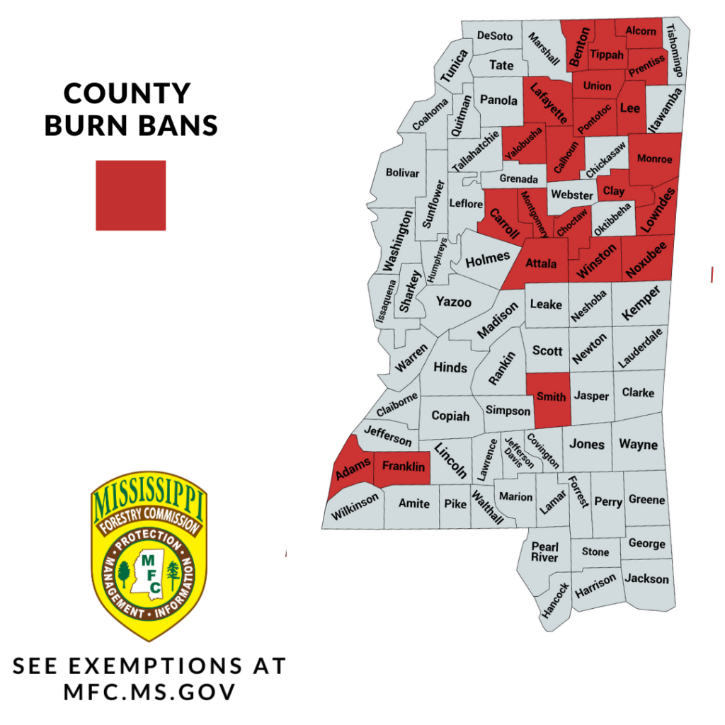 Outdoor Burn Bans | Mississippi Forestry Commission